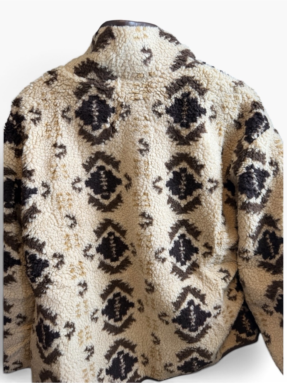 Women's Cream Patterned Sherpa Half-Zip Pullover - Picture 4 of 4